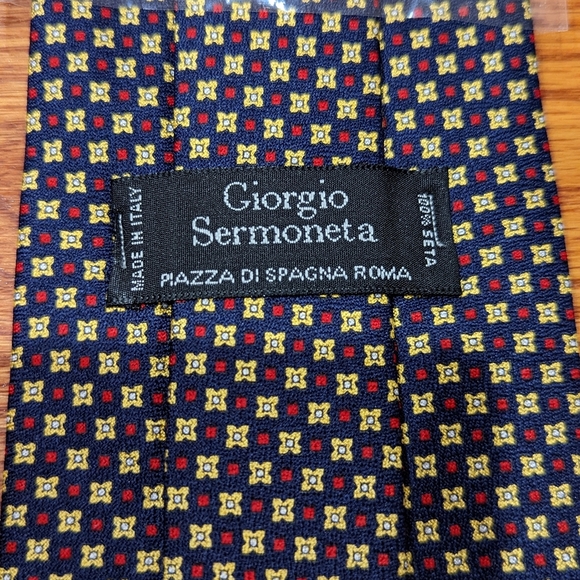 Giorgio Sermoneta silk tie navy, red, and gold. - Picture 2 of 3